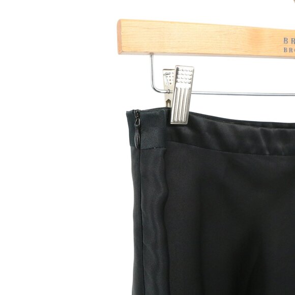 NWT St. John Evening Black A-Line Satin Silk Midi Skirt 10 - Picture 4 of 5